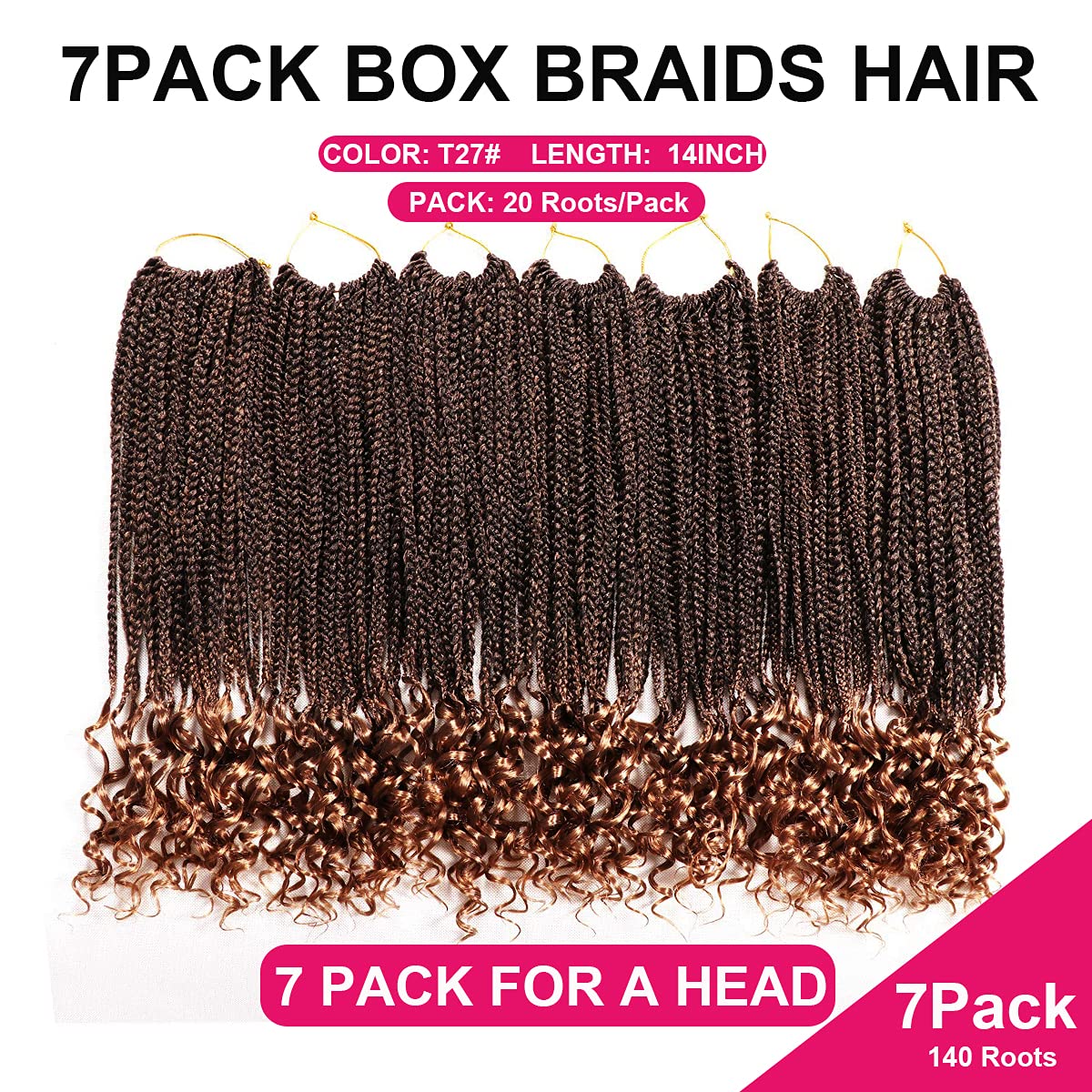 Amazon.com : 7 Packs 14 Inch Boho Goddess Box Braids Crochet Hair