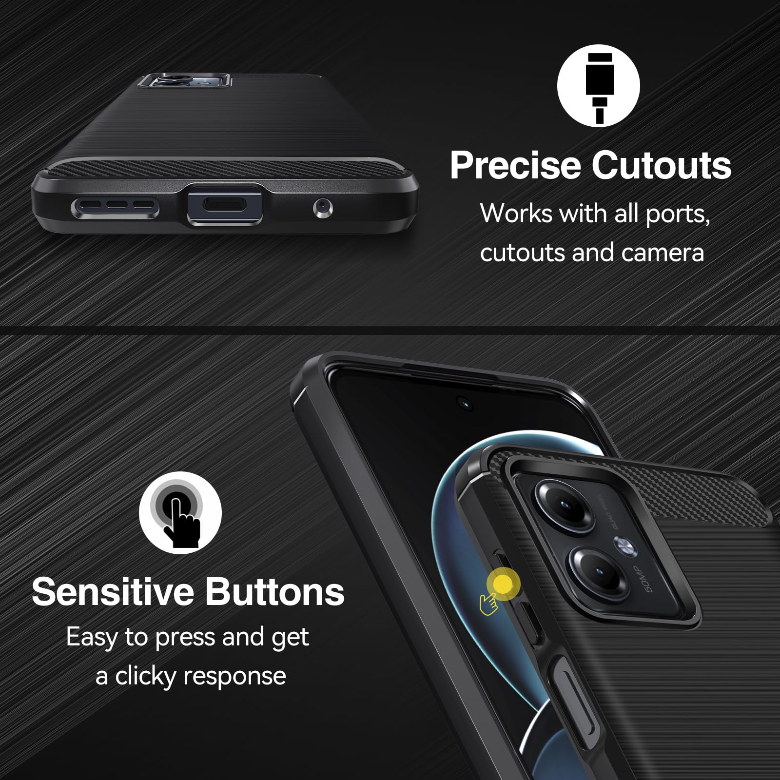 4-in-1 Schutzhülle Für Motorola Moto G14 – Mit 3 Panzerglas-Folien & TPU-Case, Schwarz