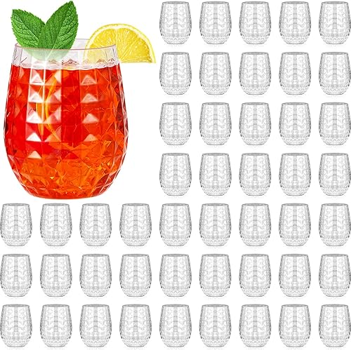 Ctosree Copas de vino de plástico transparente de 12 onzas, copas de vino de plástico transparente, sin tallo, inastillables, irrompibles, para