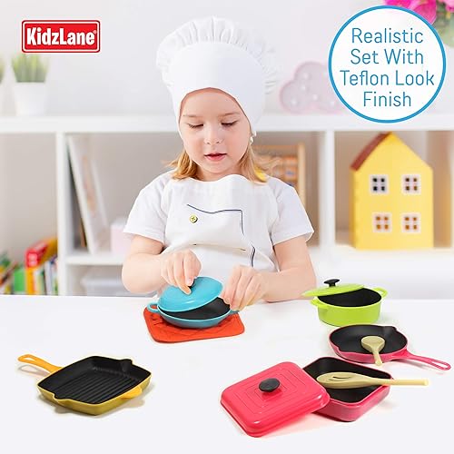 Miniatura 9 de Kidzlane Platos para niños y niños pequeños y ollas y sartenes para niños pequeños