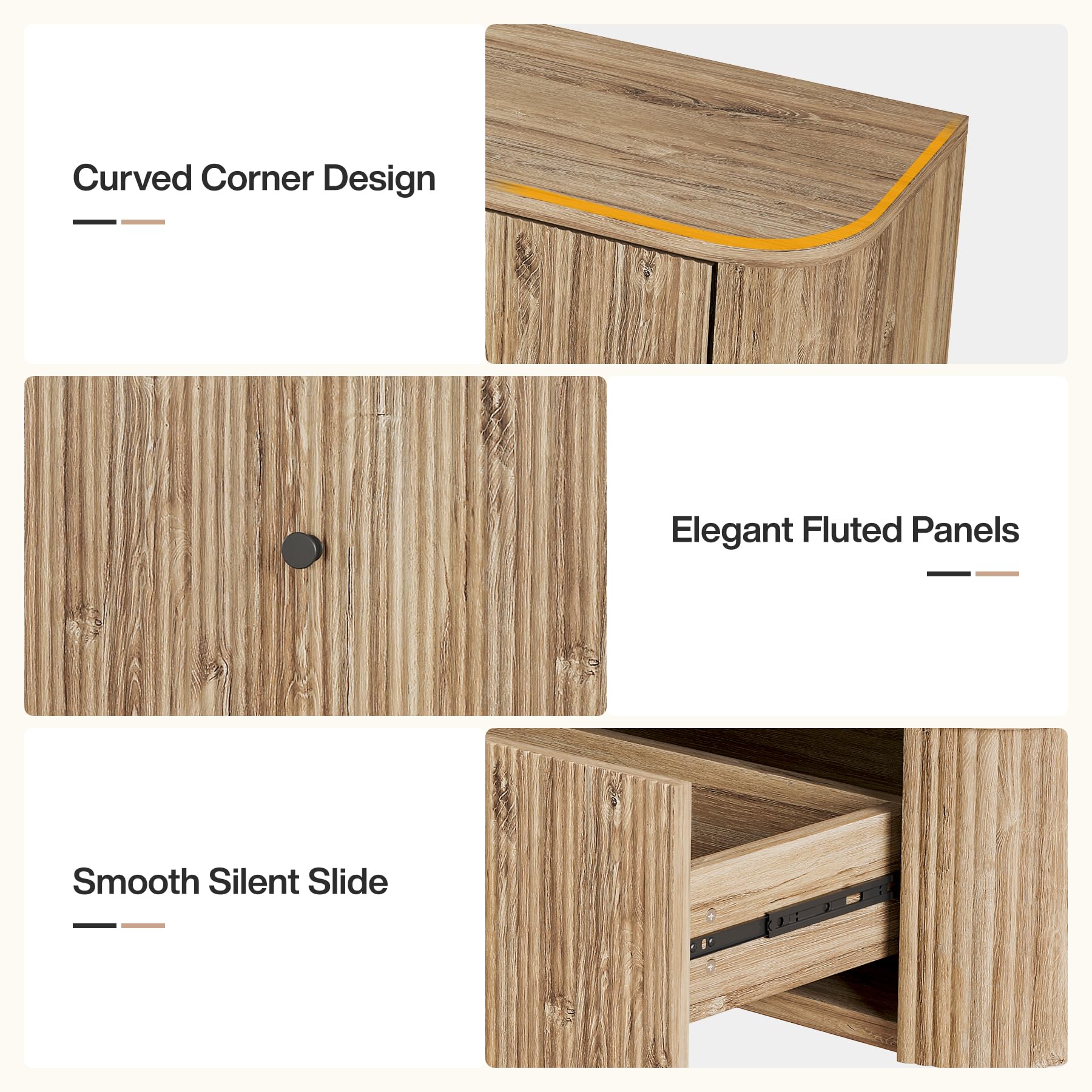 Tribesigns Mobile TV sospeso da parete, console TV da 140 cm con 2 cassetti scanalati, moderna tavola multimediale sospesa per soggiorno, camera da letto, rovere