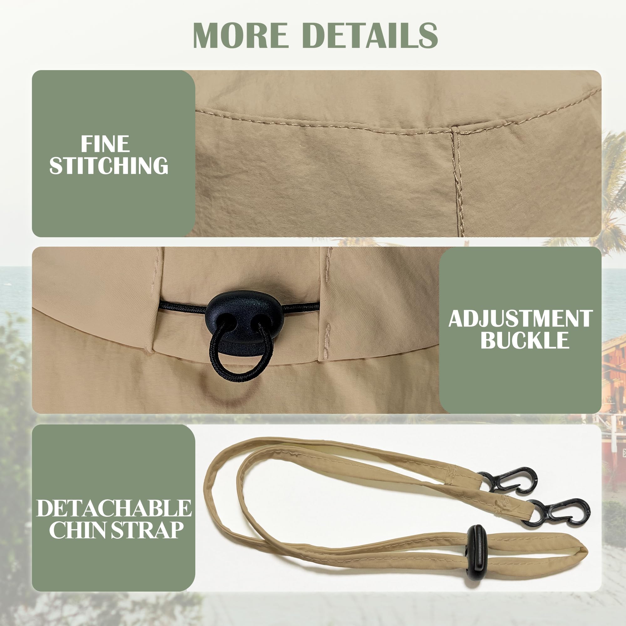 ehsbuy Sombrero Mujer con Borde Ancho Plegable Impermeable Gorro Pescador Hombre con Cordón Ajustable para Playa, Verano Pesca al Aire Libre, Safari Trekking y Viajes