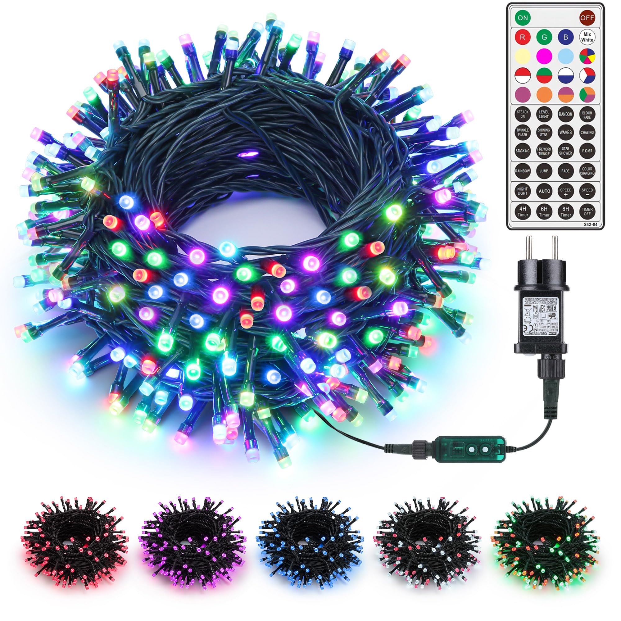 JTSIOV Luci Natale Esterno 30M 300 LED, Luci Albero di Natale con 8 Modalità, Memoria Integrata, IP44 Impermeabile per Decorazioni Natalizie Casa, Giardino, Finestre, Balcone