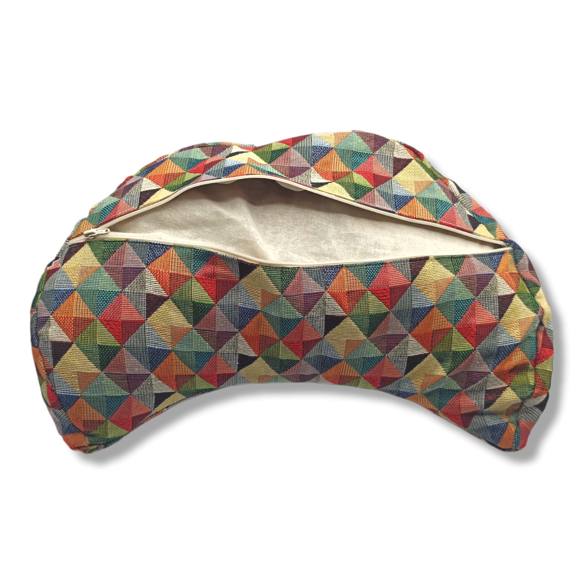 Coussin Yoga Arlecchino, zafu, Coussin Meditation, Coussin Demi Lune, zafu Meditation, zafu Demi Lune, Coton et cosses de Sarrasin, Fait à la Main à Barcelone
