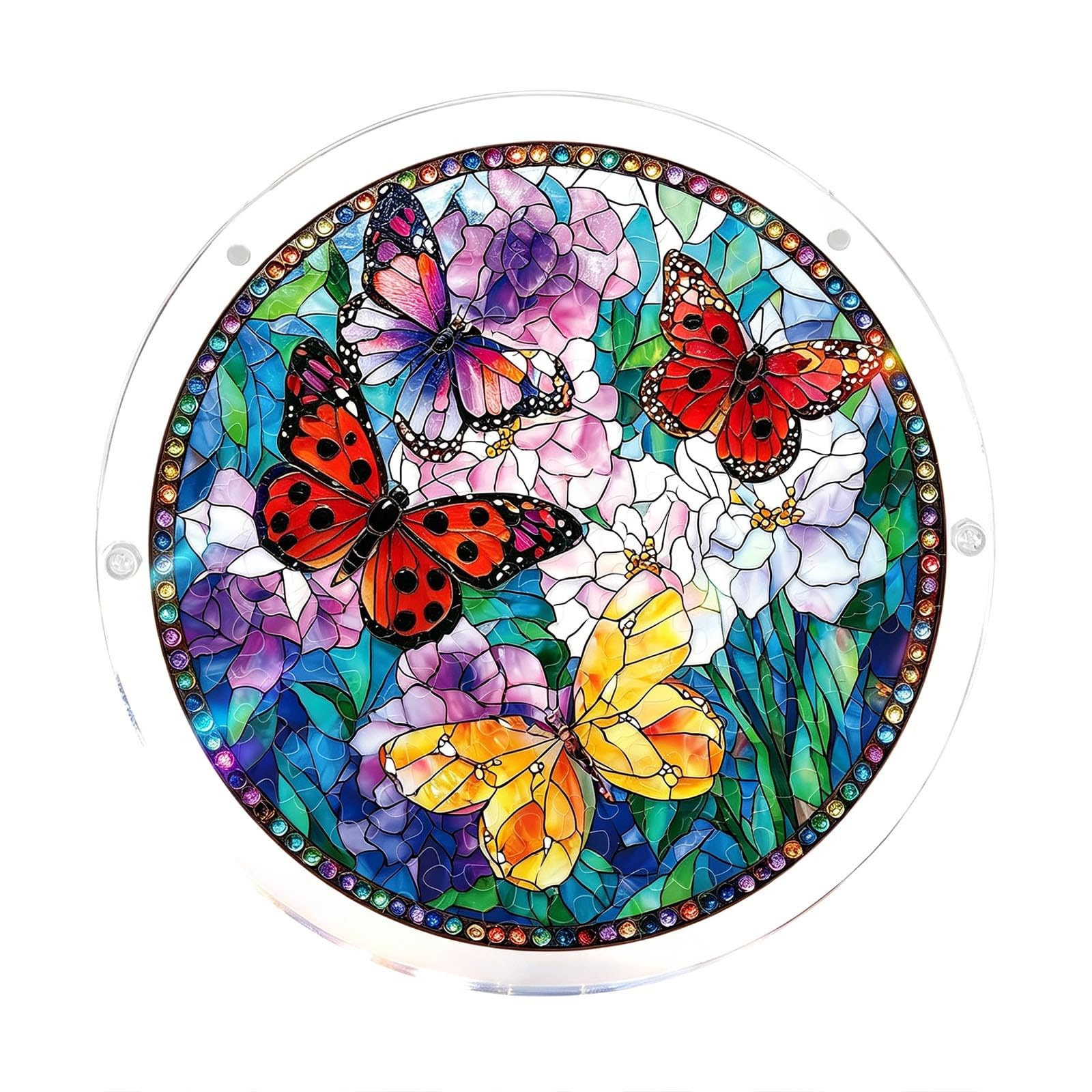 Acrylic Suncatcher Puzzle, Suncatchers for Windows, Sunflower Suncatcher Kit, DIY Jigsaw Puzzles for Adults for Doors, Garden, Mother's Day, Christmas, Birthday Gifts for Women (E)