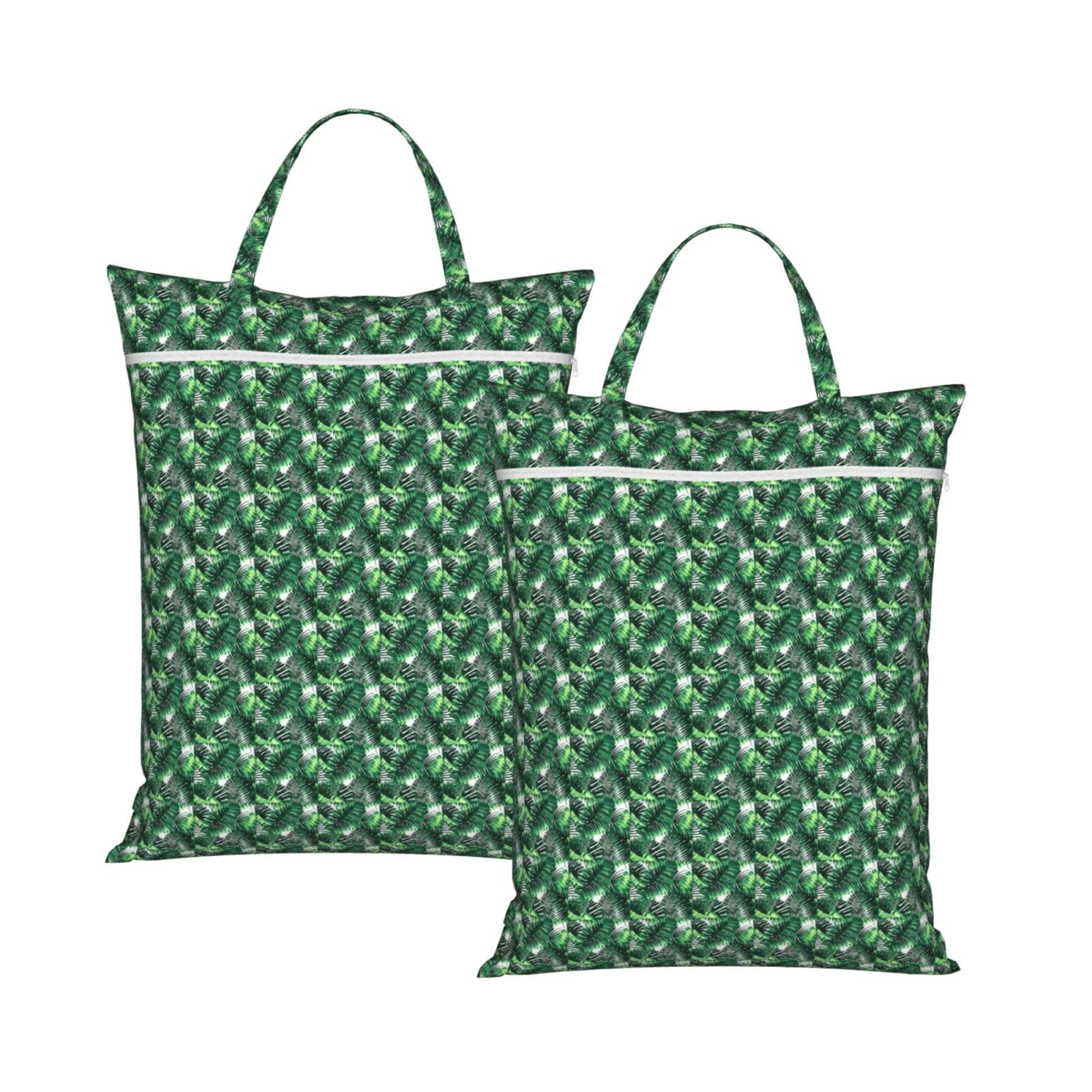 Tropical Palm Banana Leaves Print Travel Laundry Bag Foldable Lightweight Camping Beach Dorm Weekend Getaways