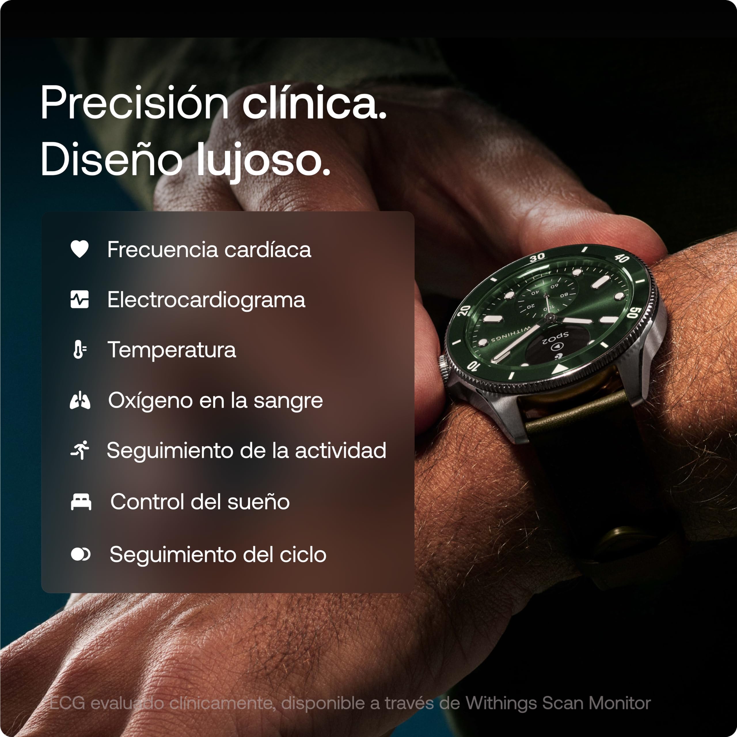 Withings ScanWatch Nova, Smartwatch Híbrido, ECG, SpO2, Verde