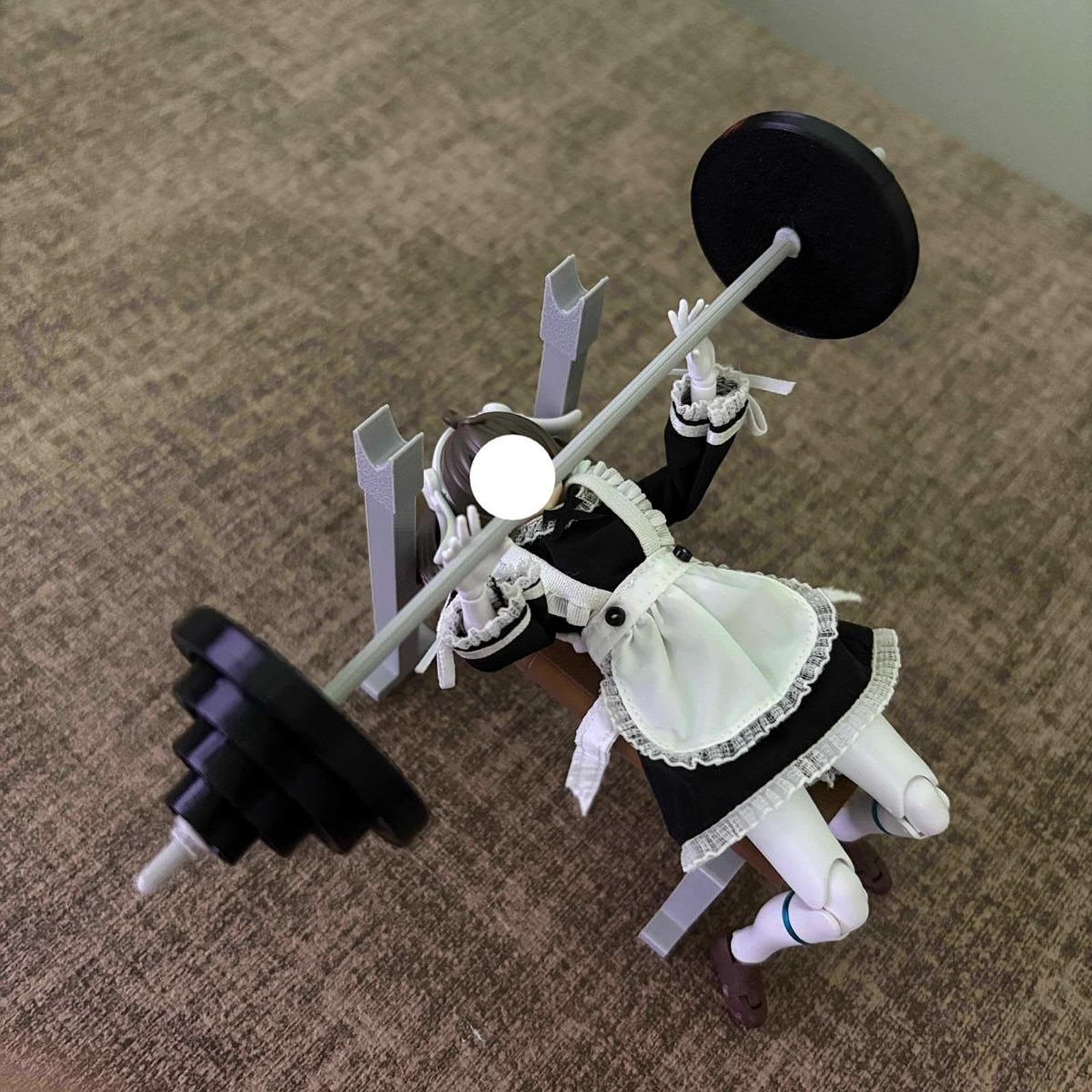 Amazon | Mqiklt 1/12スケールの頑丈なバーベルラックベンチプレス