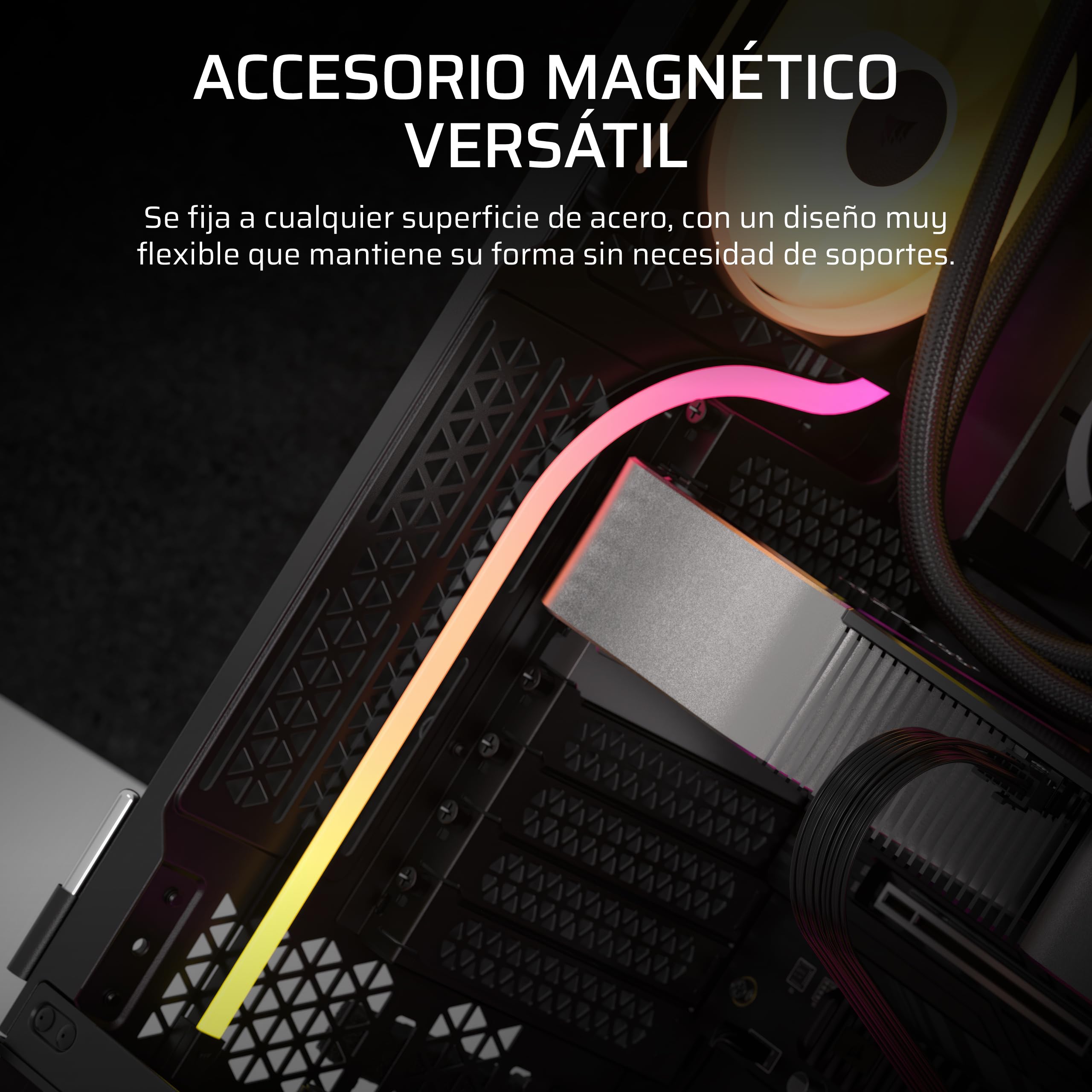 Corsair LS430 Aurora Tiras de Luz RGB 430mm – 2X Tiras de LED RGB Magnéticas Difusas – Cabezal +5V ARGB o Controlador iCUE – Cable Adaptador ARGB a iCUE de 3 Patillas Incluido
