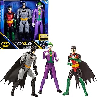 BATMAN - DC COMICS - Pack Figura Batman Y Robin contra Joker: Figuras de Acción de 30 cm - 6064967 - Superheroes Juguetes - Juguetes Niños 3 Años +