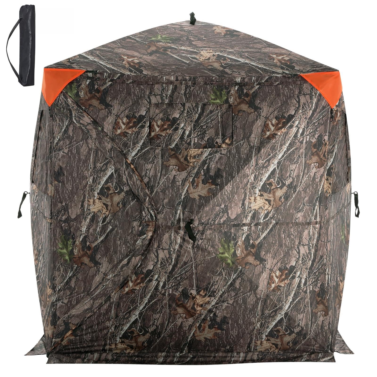 Happybuy 270° See-Through Hunting Blind, 2-3 Person Pop Up Deer Blind, Portable Resilient Tent, 3 Horizontal Windows, Carrying Bag, for Turkey & Deer Hunting