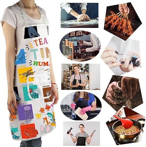 Miniatura 6 de MBMSO Delantal para profesor - I Teach Tiny Humans - Regalo de preescolar y jardín de infantes - Delantal de arte para prekínder - Regalo divertido