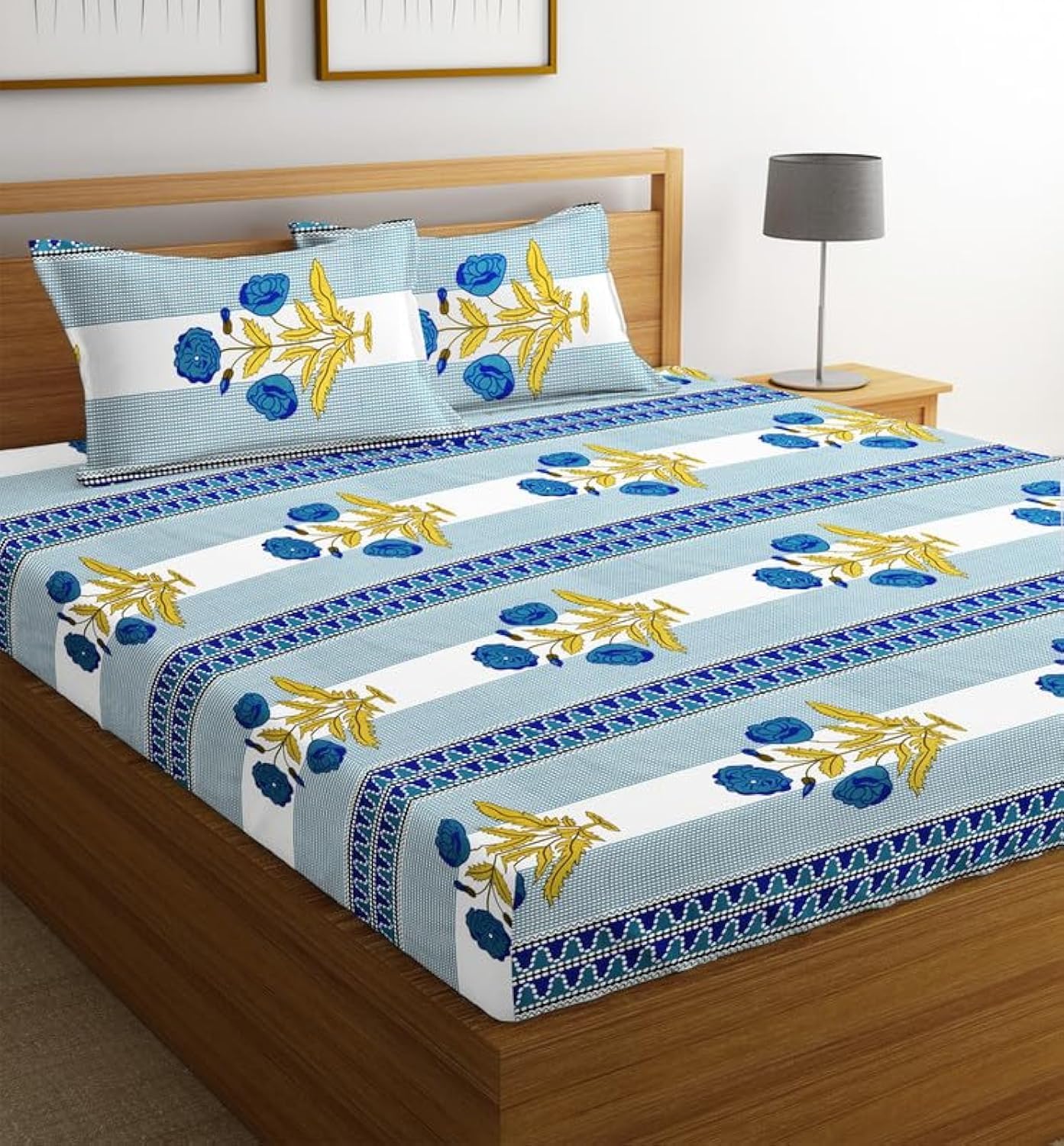 BSB HOME Presents Pure Microfiber 144 tc Double Bed Bedsheets for Double Soft Breathable Wrinklefree Sheets with 2 Regular Size Pillow Covers (218 x 220 cm, Colour- White Green Floral Print) (B0CR7PC8JF) Amazon Price History, Amazon Price Tracker