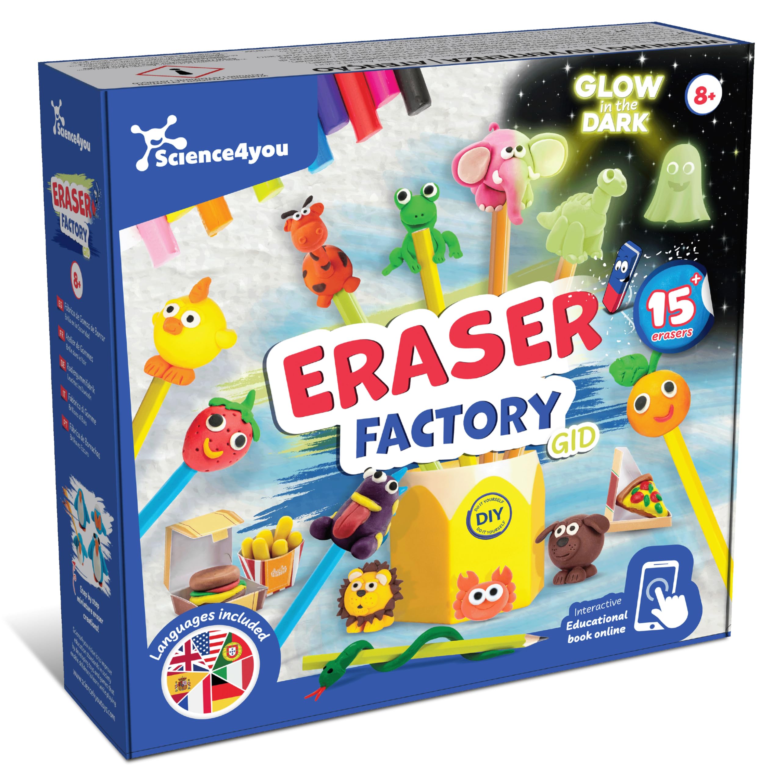 Science4you Crea tus Gomas Kit STEM Juguetes Niños 6+ – Figuras Animales, Gomas que Brillan, Set Manualidades, Material Escolar, Regalo Cumpleaños Niños Niñas 5 6 7+