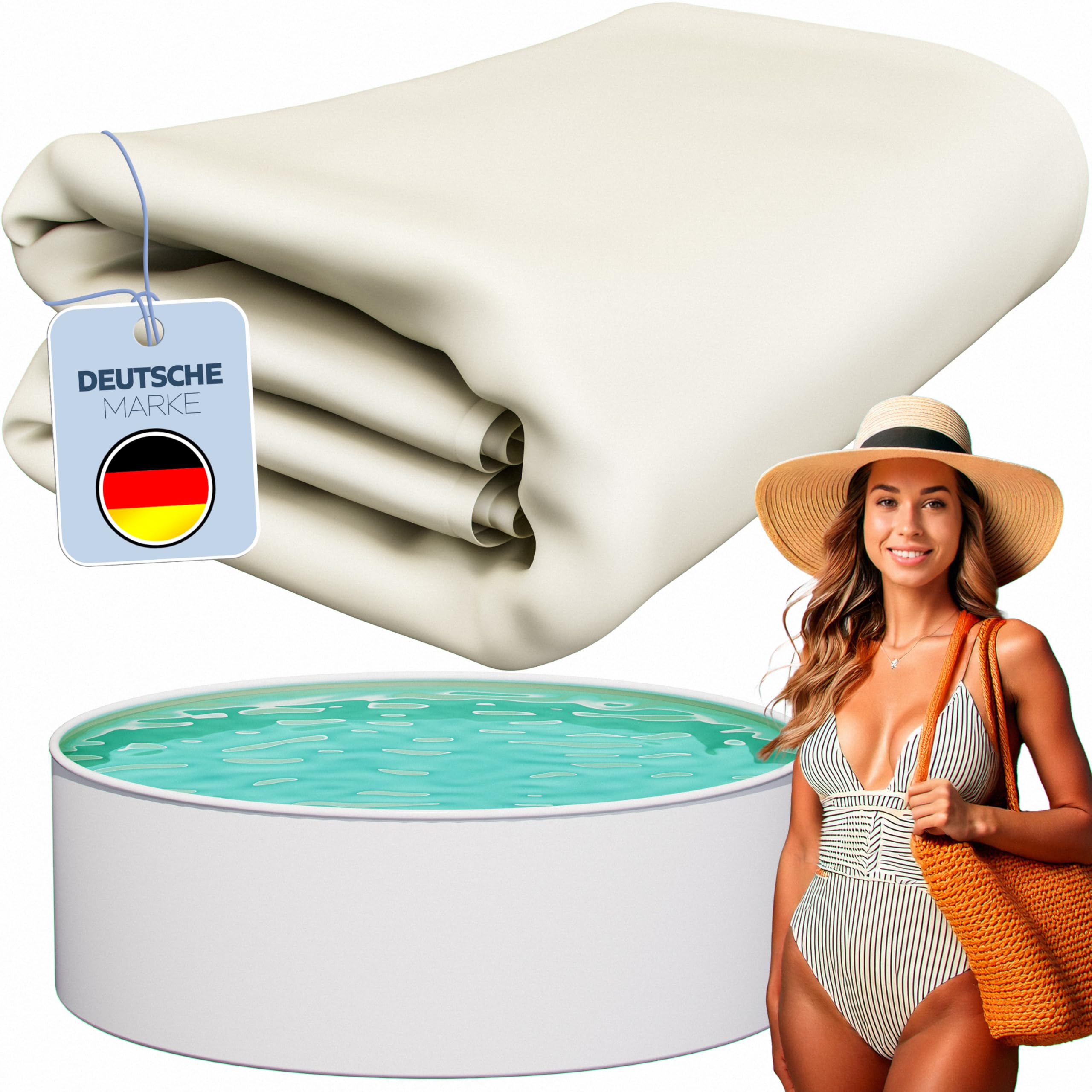 poolomio PVC-Poolinnenfolie, hochwertige kältebeständige Folie für den Pool, geeignet für Stahlwandpools mit Ø 350 x 120 cm, Stärke: 0,6 mm, runde Poolfolie