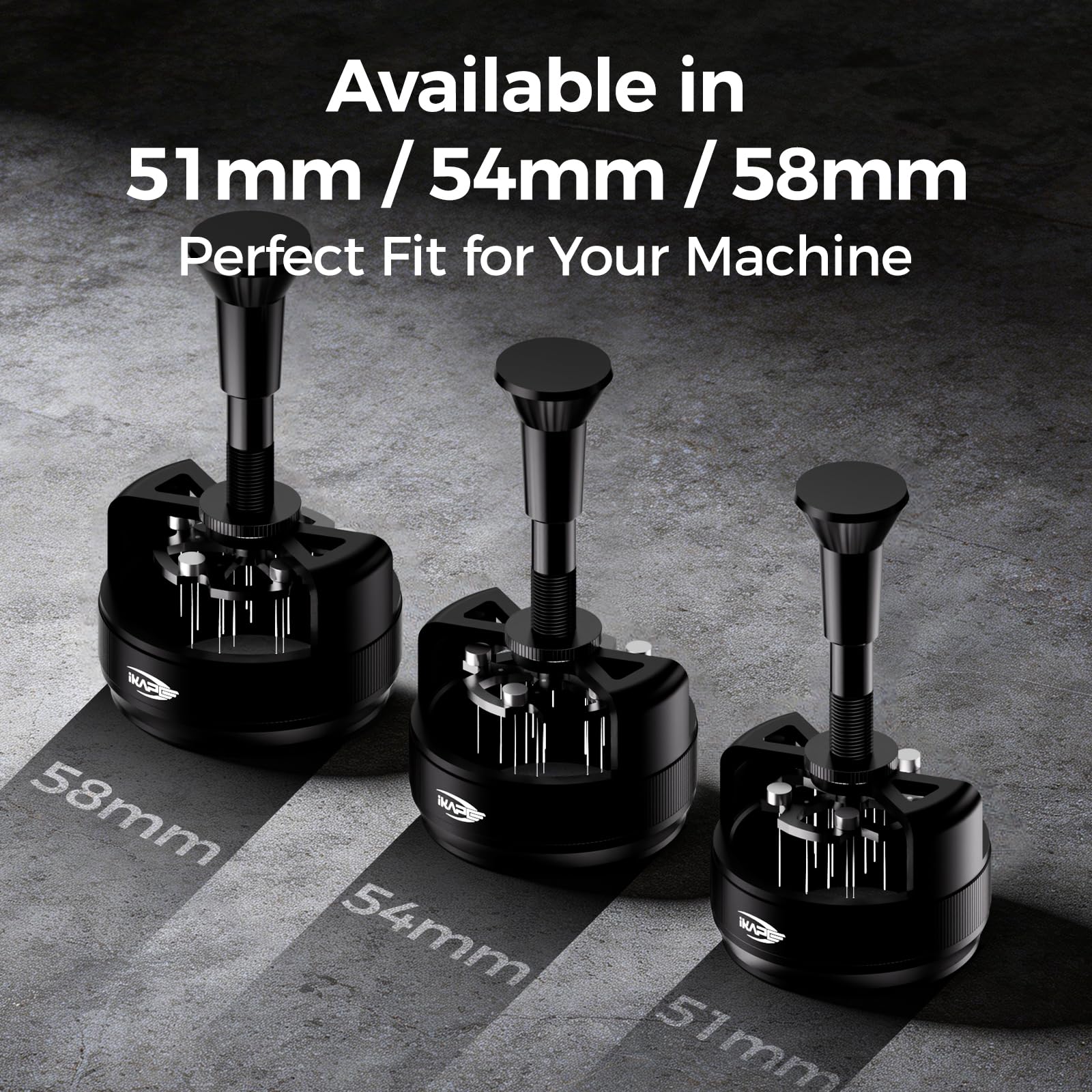 IKAPE Herramienta WDT de 58 mm para espresso, herramienta de distribución de 0,25 mm con 14 agujas, rotación automática de un botón y profundidad ajustable, base magnética, agitador de espresso
