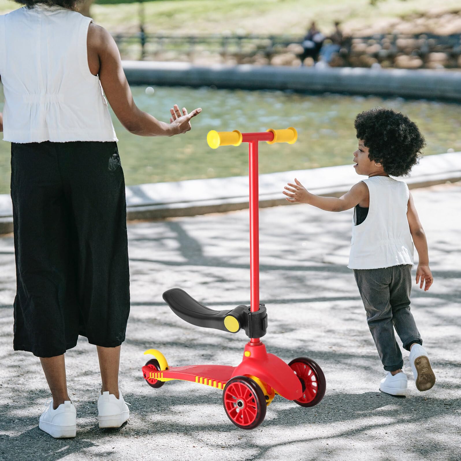Sella per Monopattino Bambini in Plastica Nera Regolabile | Installazione Semplice, per Scooter dei Piccoli, Seduta Portatile, Uso su Modelli Infantili