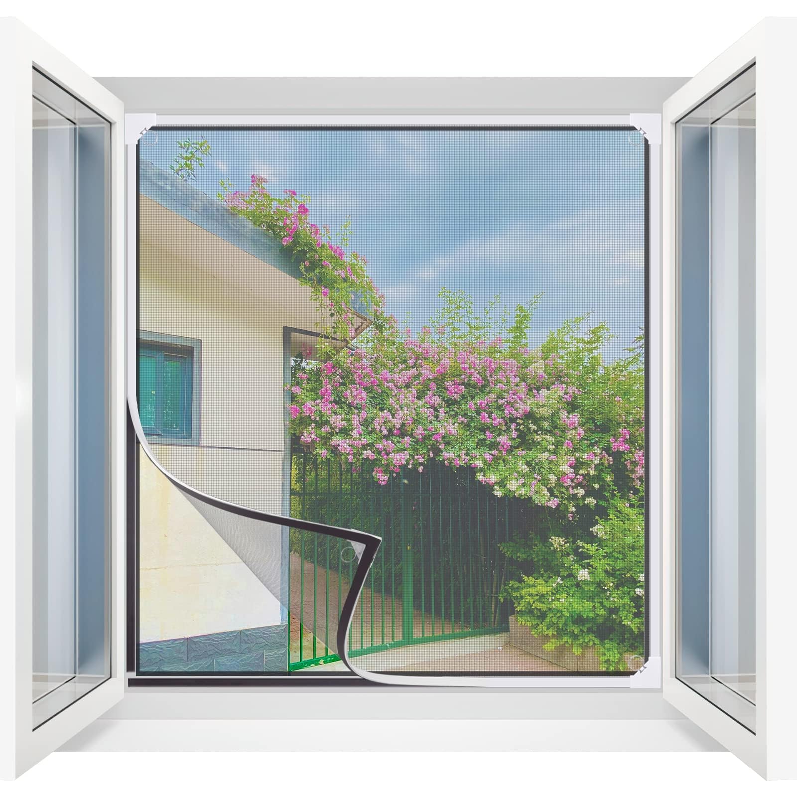 Mosquitera MagnéTica para Ventana, Mosquitera Autoadhesiva para Ventanas, TamañO MáXimo 130x150cm, Red de Fibra de Vidrio, FáCil InstalacióN, Evita La Entrada de Insectos, Moscas, Mosquitos En