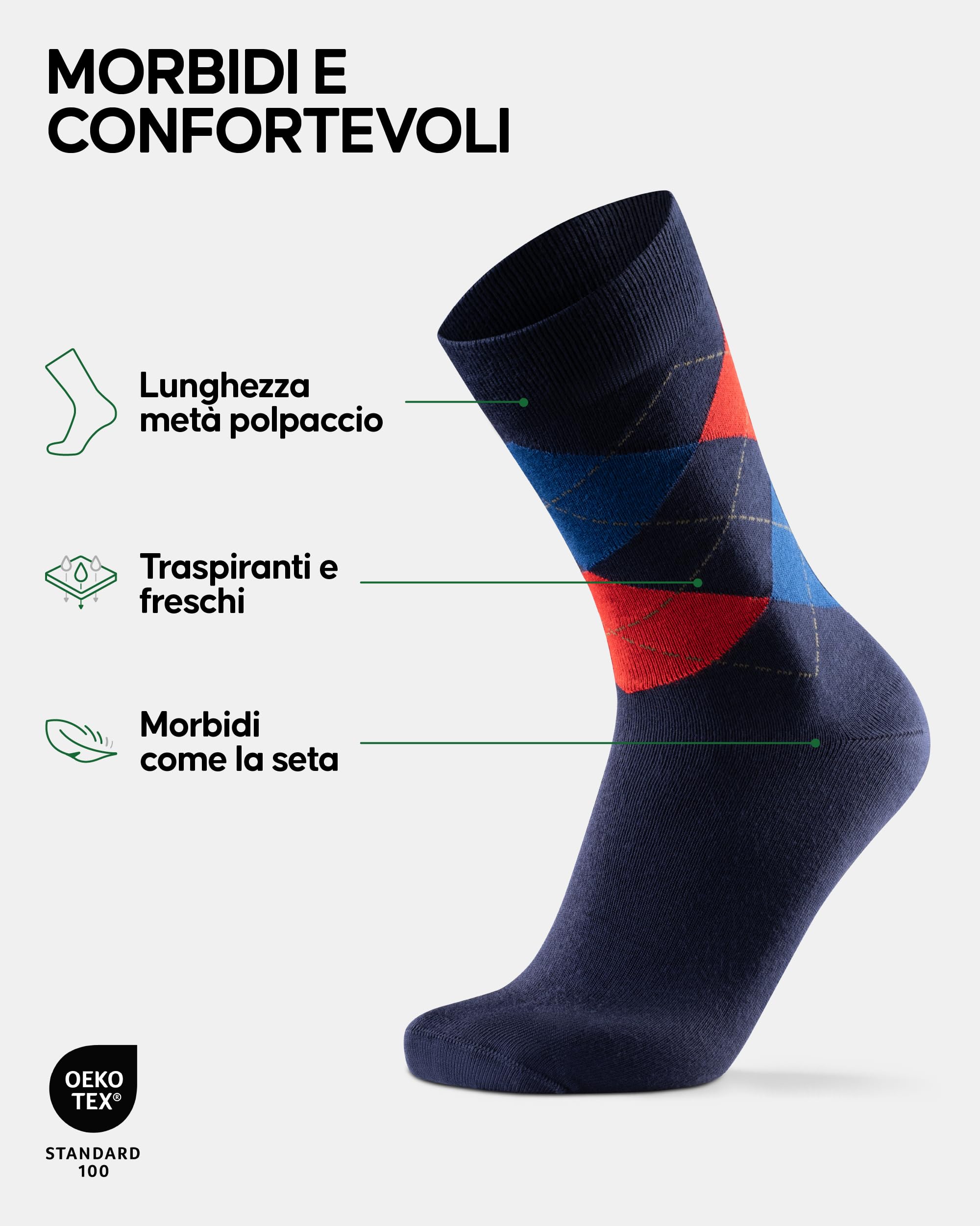 DANISH ENDURANCE Calzini Uomo Fibra di Bambù, Calze Classiche Eleganti in Bamboo, Calzini Estivi Traspiranti, Calze da Lavoro e Uso Quotidiano, 6 Paia