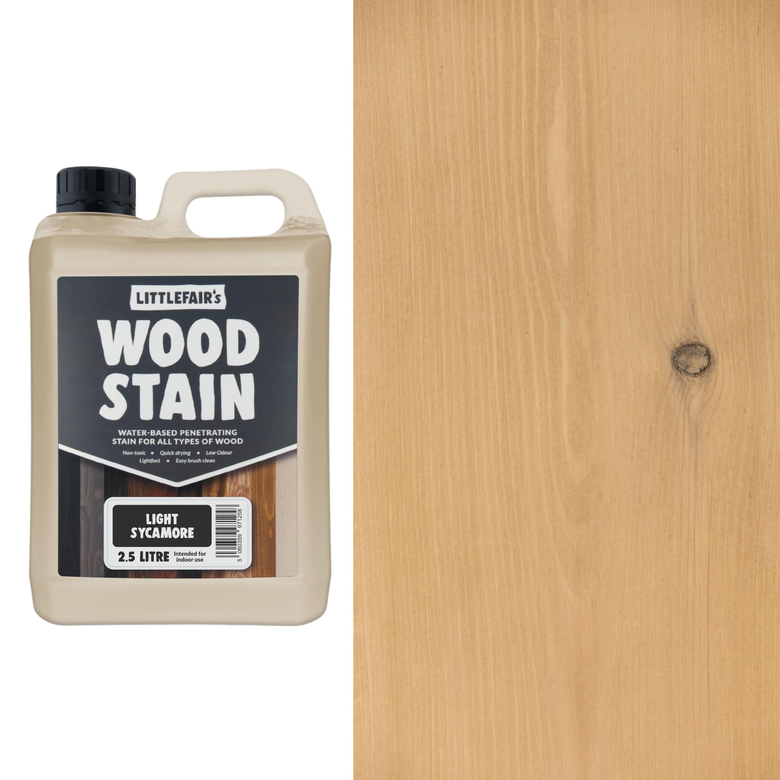 Wood Stain Water-BasedLight Sycamore 2.5  LtrLittlefair's from B&Q