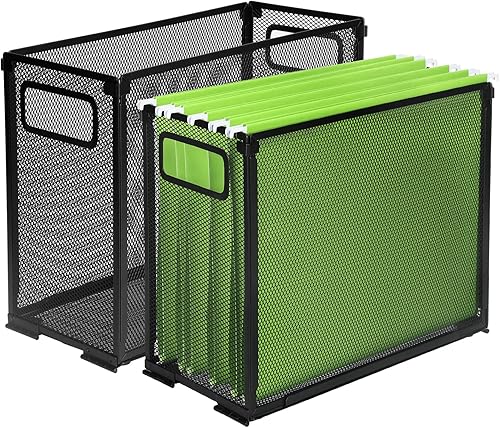 YIK TUNG Soporte para carpetas de archivos colgantes, organizador de archivos de metal para escritorio, caja de almacenamiento de archivos