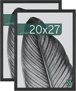 MCS Studio Gallery 20x27 Poster Frame Black Woodgrain, Vertical & Horizontal Wall Hanging Large Picture Frame for Photos, Posters & Art Prints (2-Pack)