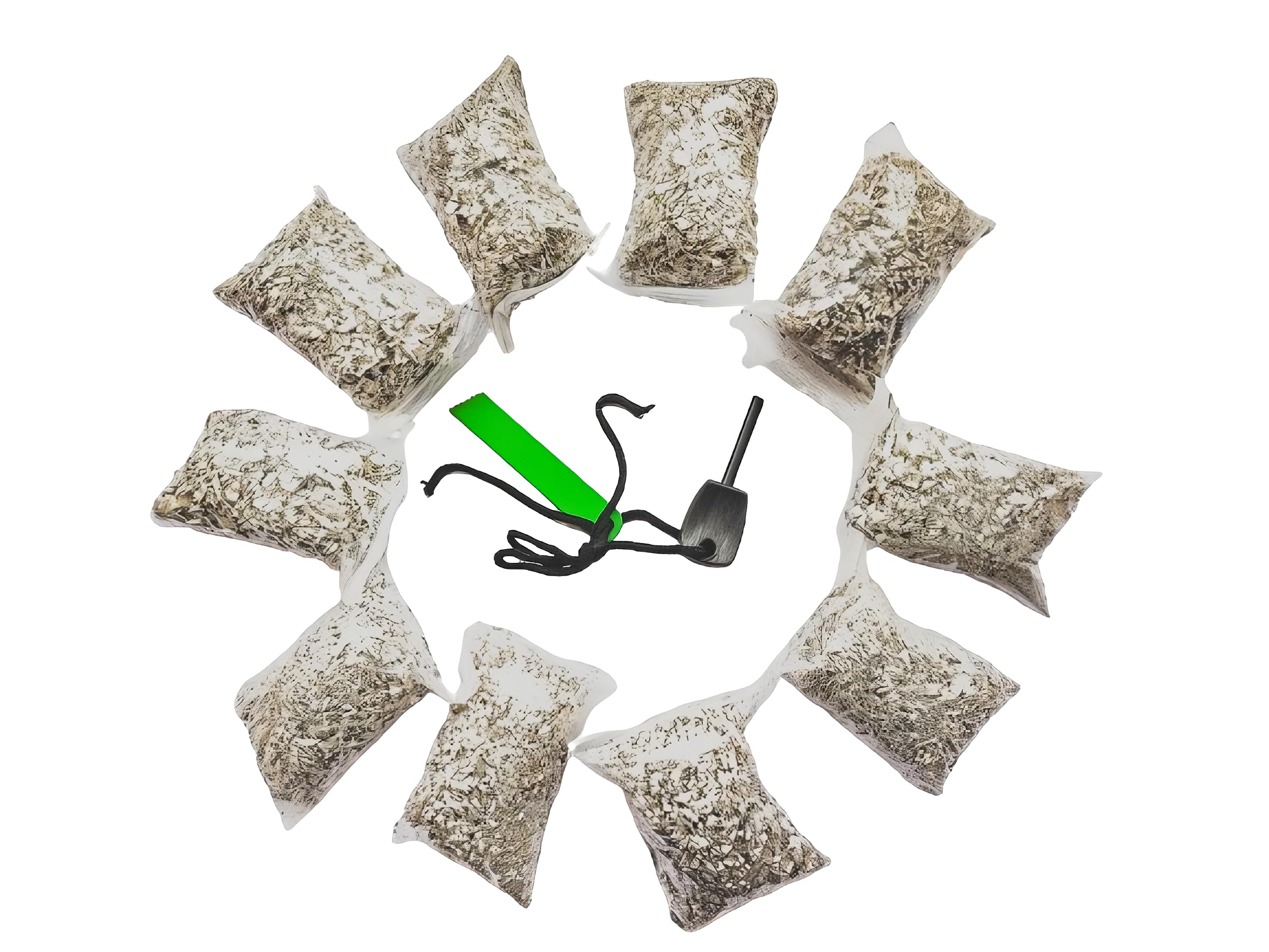 Emergency Magnesium Fire Starter 10 Bags Wax Rope Tent Paracord Bracelet for Camping Hiking Bushcraft Outdoor Survival Fishing Hunting