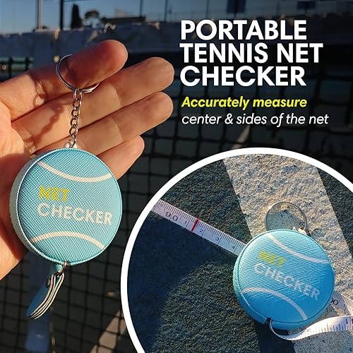 Miniatura 2 de Scoring Right Mini cinta métrica y llavero de altura de red de tenis, cinta métrica flexible portátil de 59 pulgadas para medir la altura de la red