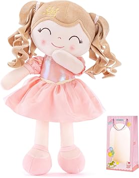 Gloveleya Dolls Baby Girl Gifts Soft Plush Doll Pink Crown Princess 14"