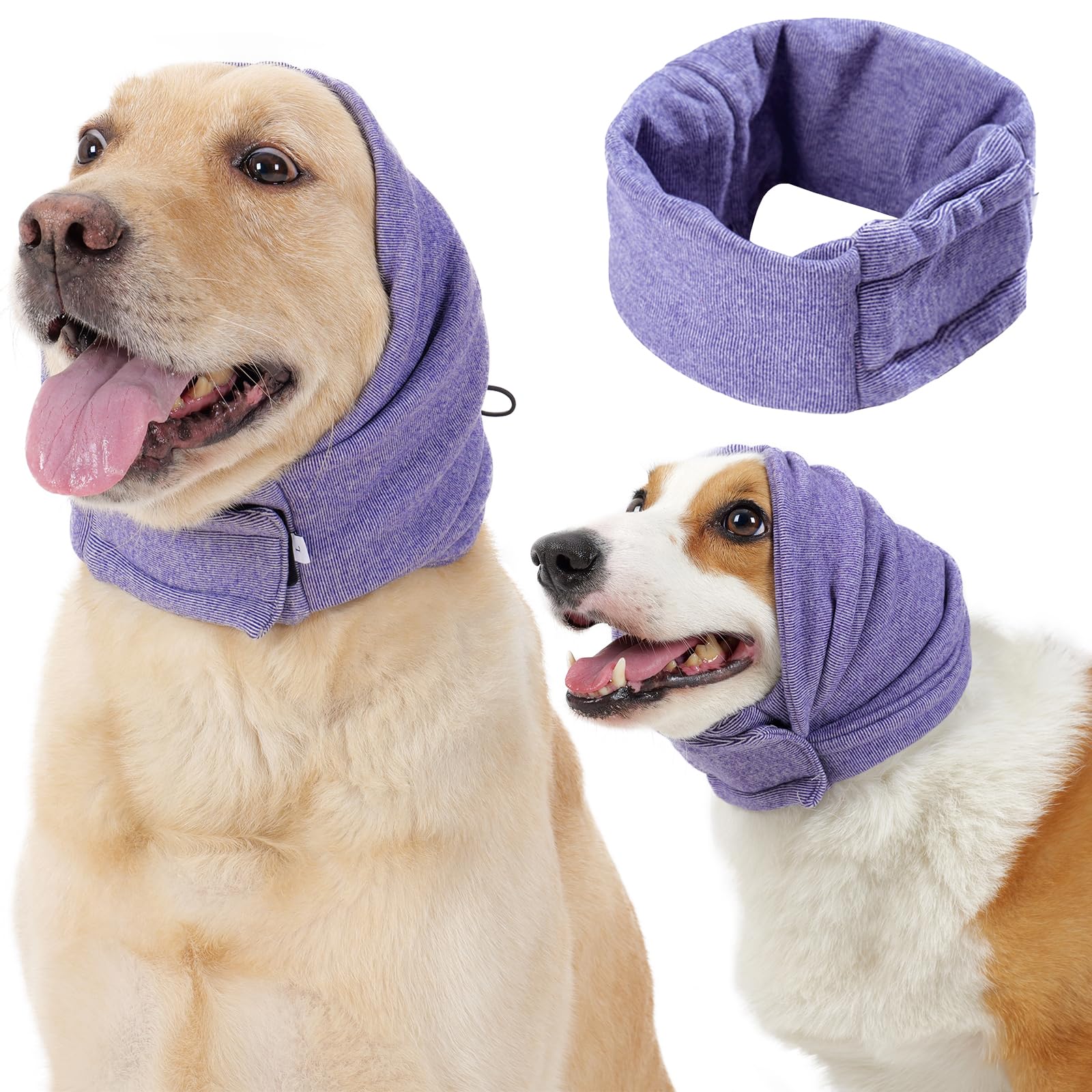 Dog Calm Hoodie, No Shake Ear Wraps for Dogs, Quiet Dog Ear Cover Noise Protection, Pet Ear Muffs Dog Ear Protector Head Wrap Cover for Anxiety Relief, Hematoma, Grooming, Firework, Thunderstorms,L