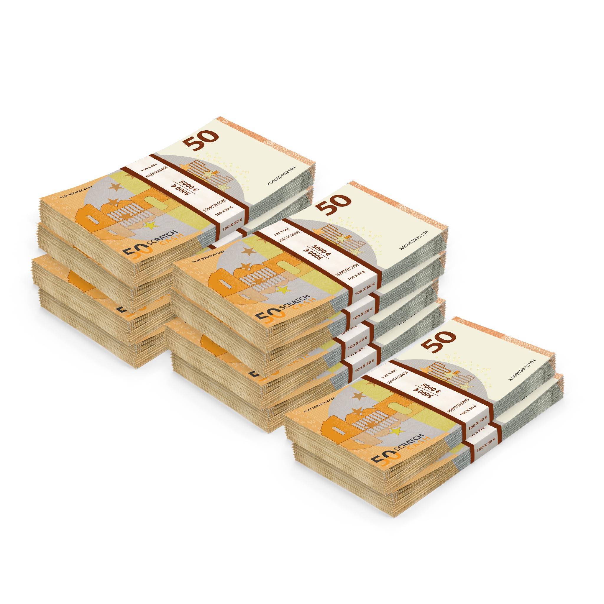 Scratch Cash Euro Box – 10 mazzette da 100 Banconote l'una di € 50 - Banconote Finte Euro, (50.000 Fac-Simile Euro), Dimensioni Reali