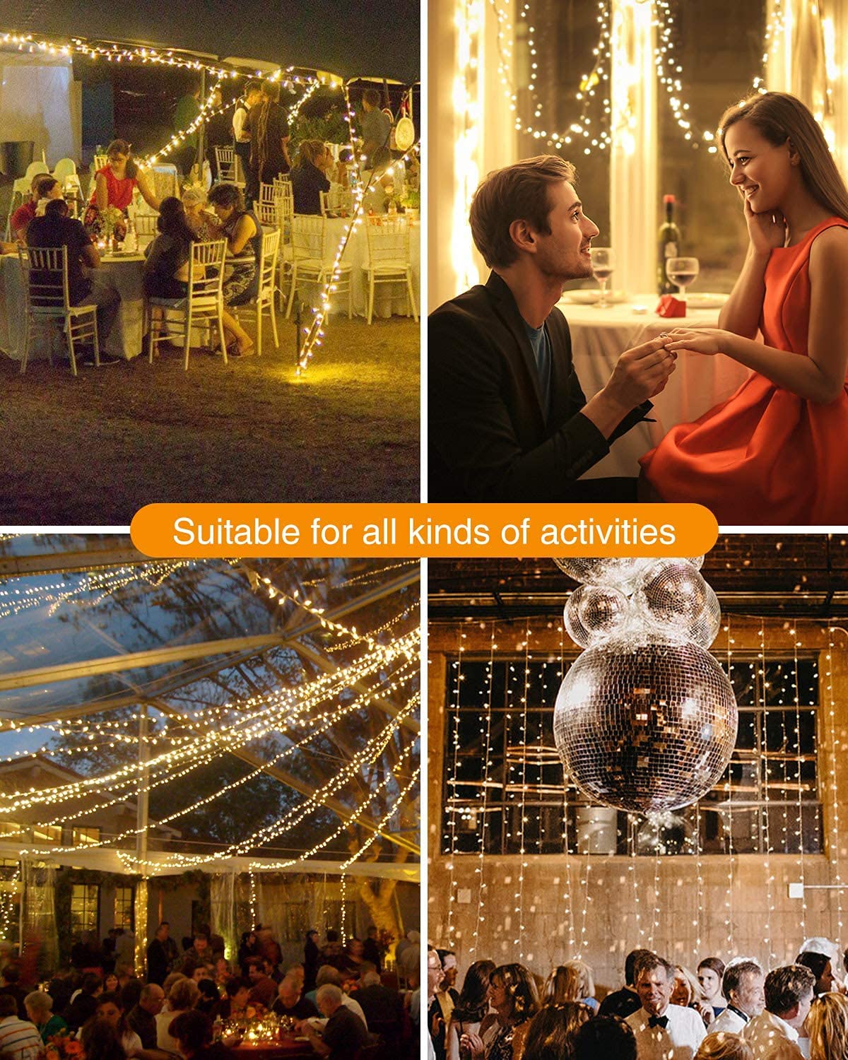 2 paquete mejorado cuerda de luz de Navidad solar, 32M 300LED/USB Outdoor luz cuerda control remoto 8 modos impermeable para árboles valla del patio decoración de la fiesta (blanco cálido)