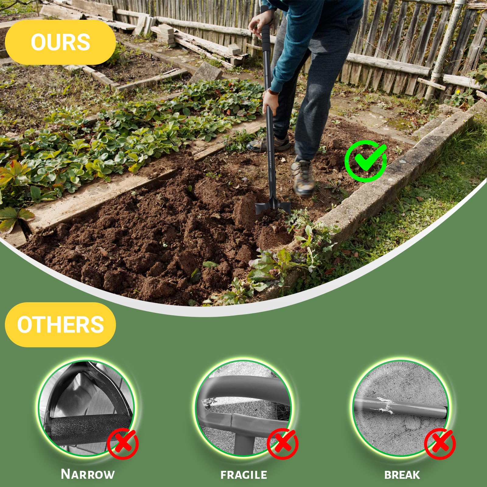 Piccole pale per scavare, pala da giardino con manico da 110 cm, resistente pala in metallo portatile per giardinaggio, campeggio, scavo paesaggistico, uso fuoristrada, nero