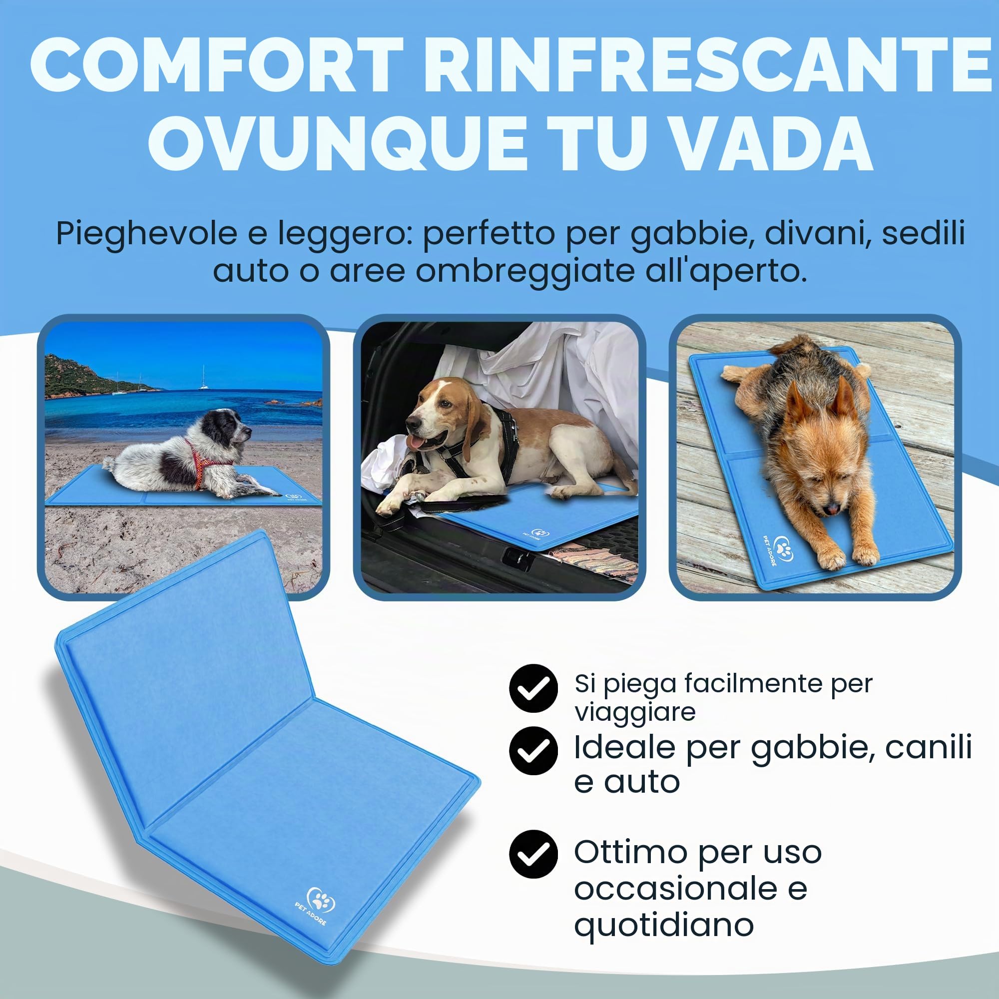 Tappetino rinfrescante per cani, in morbida schiuma spessa, in gel, auto-raffreddante, per cani e gatti in estate, resistente, antigraffio, 450 micron, tessuto Oxford (50 cm x 40 cm)
