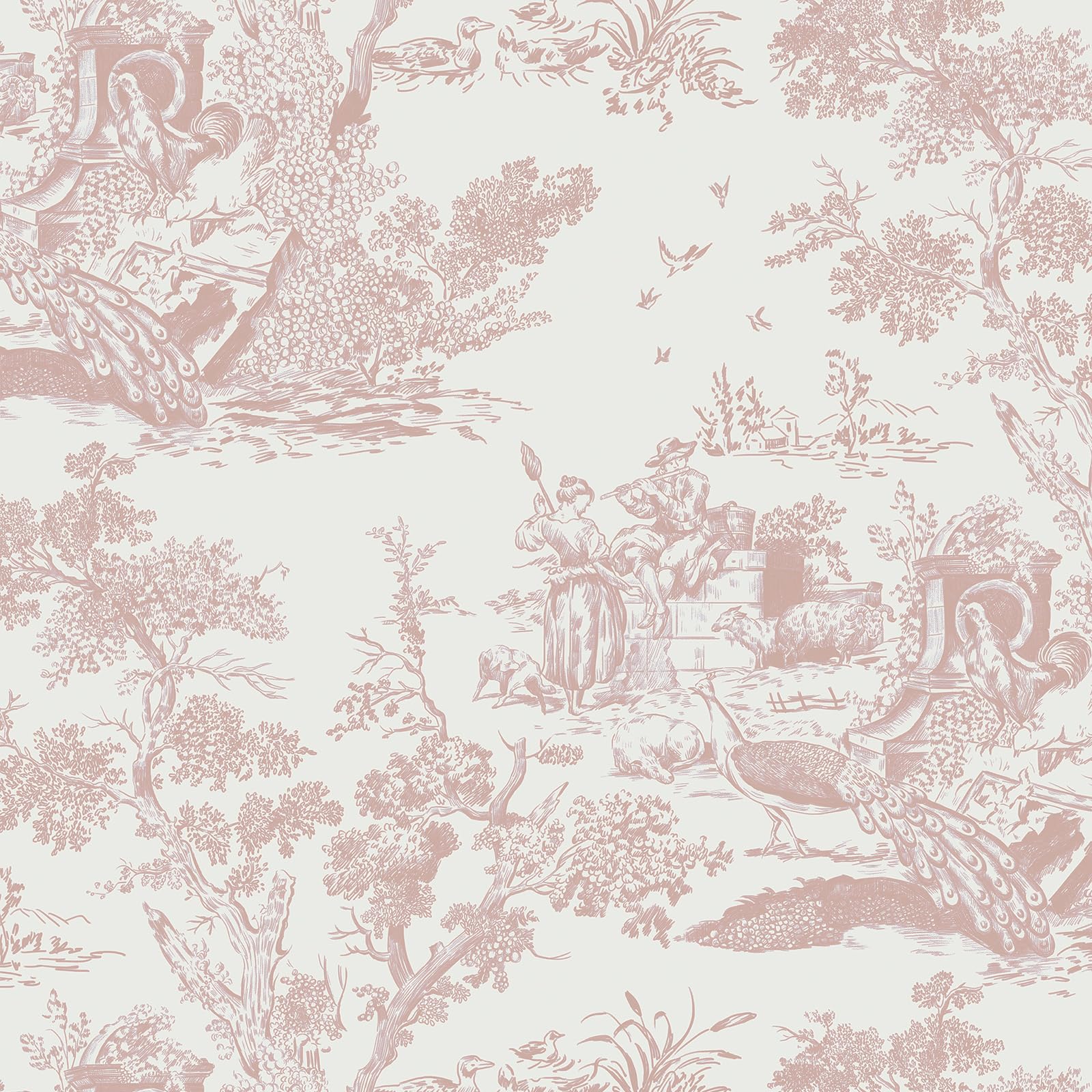 Papier peint autocollant imperméable blanc et rose pour cuisine