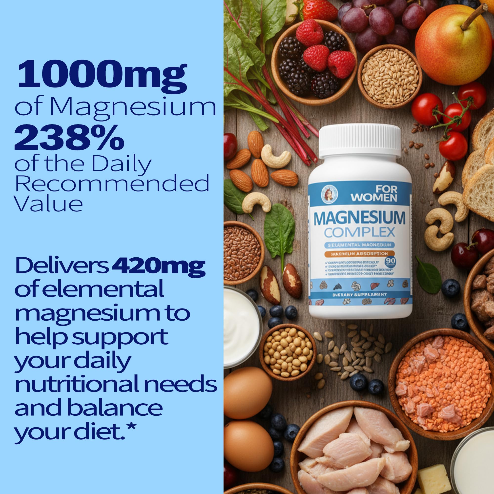 Magnesium Glycinate Supplement, 90 Capsules – Supports Sleep, Muscle & Heart Health – Vegan, Gluten Free, Non-GMO, Third-Party Tested — Amazon image 3