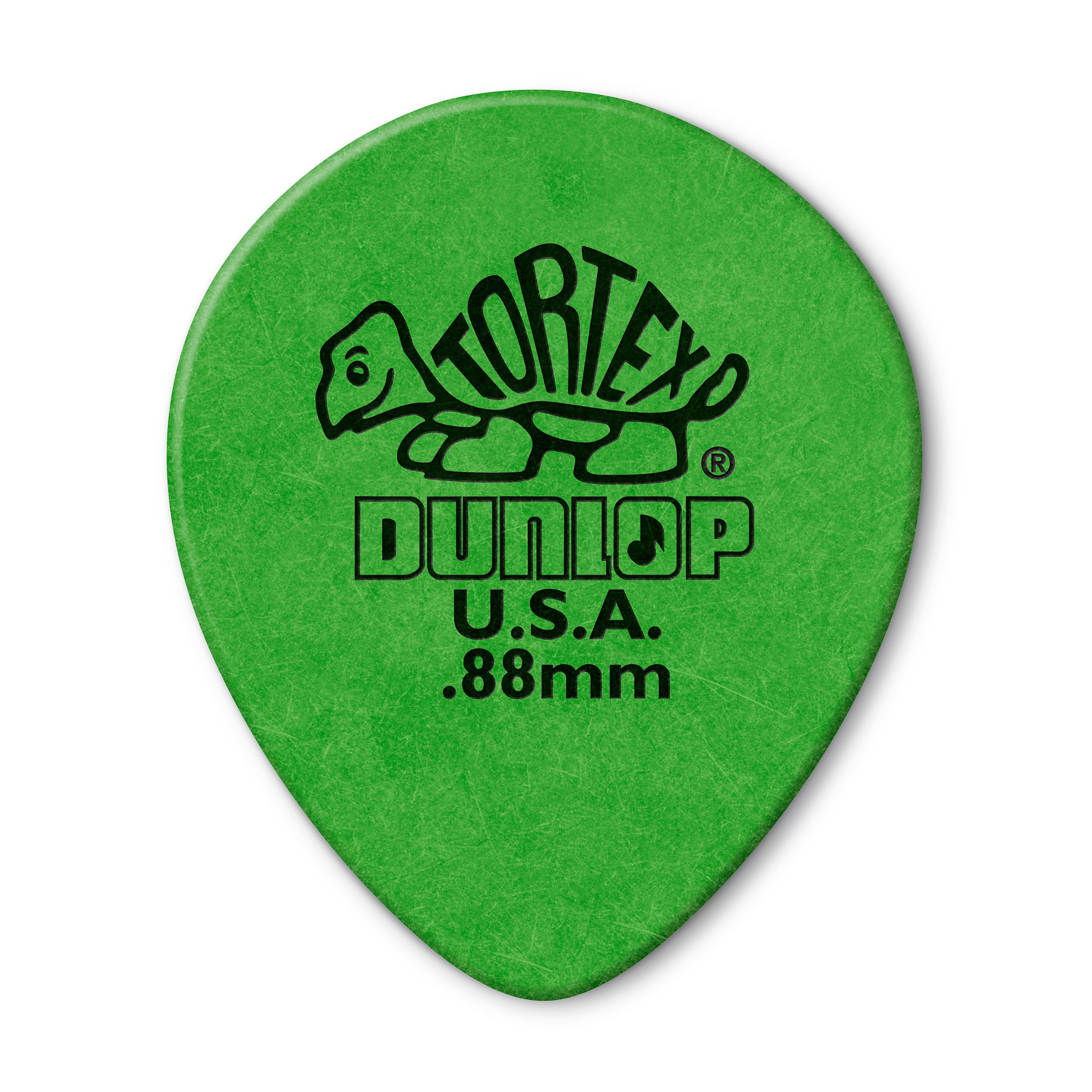 JIM DUNLOP Plektrum Tortex Teardrop, 72 Stück, Grün, 0,88 mm