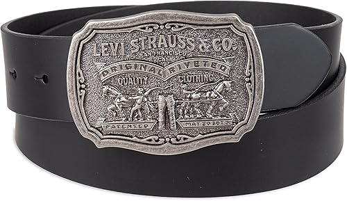 Miniatura 2 de Levi's Cinturón de mezclilla para hombre con hebilla de placa extraíble