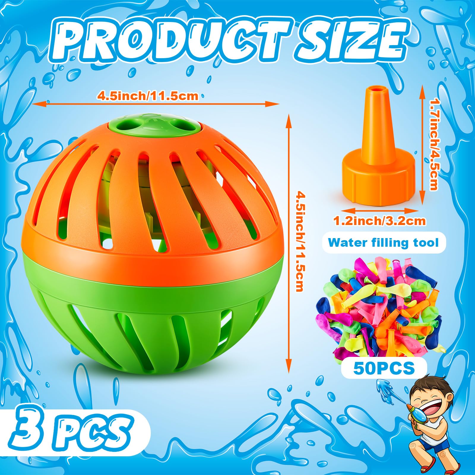 Vertintong 3 Pieces Water Timer Bomb with 150 Balloons Water Toy for Summer Outdoor Activity Games Prank Party Supplies Favors