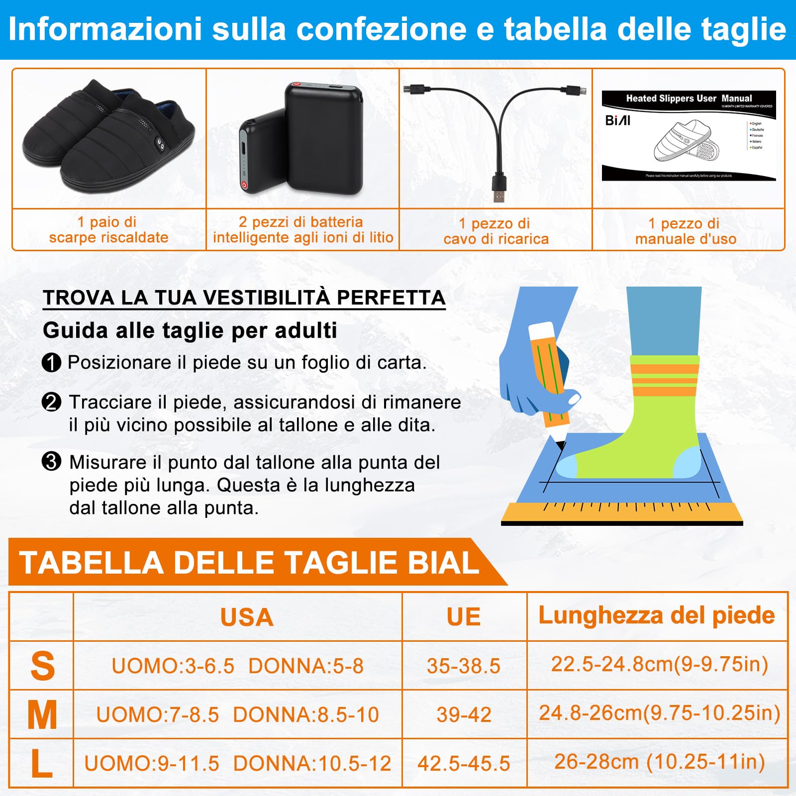 Pantofole riscaldate di peluche, BIAl Pantofole riscaldate Scaldapiedi senza fili Pantofoles elettriche invernali con batteria ricaricabile 5000mAh Uomini Donne