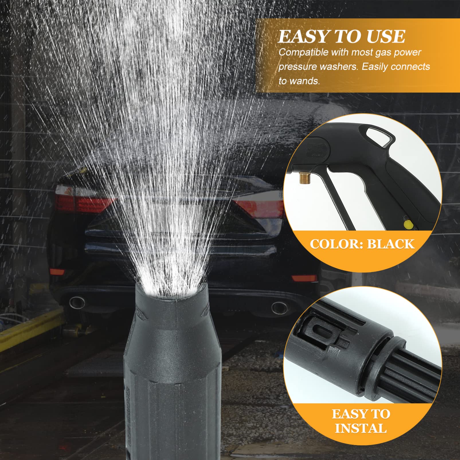 BESTonZON Accessori per Idropulitrice Set Spruzzatore d'Acqua a Pressione in Alluminio, per Lavaggio Auto, Vetri, Impugnatura Ergonomica e Prolunga per Uso Professionale e Hobbistico