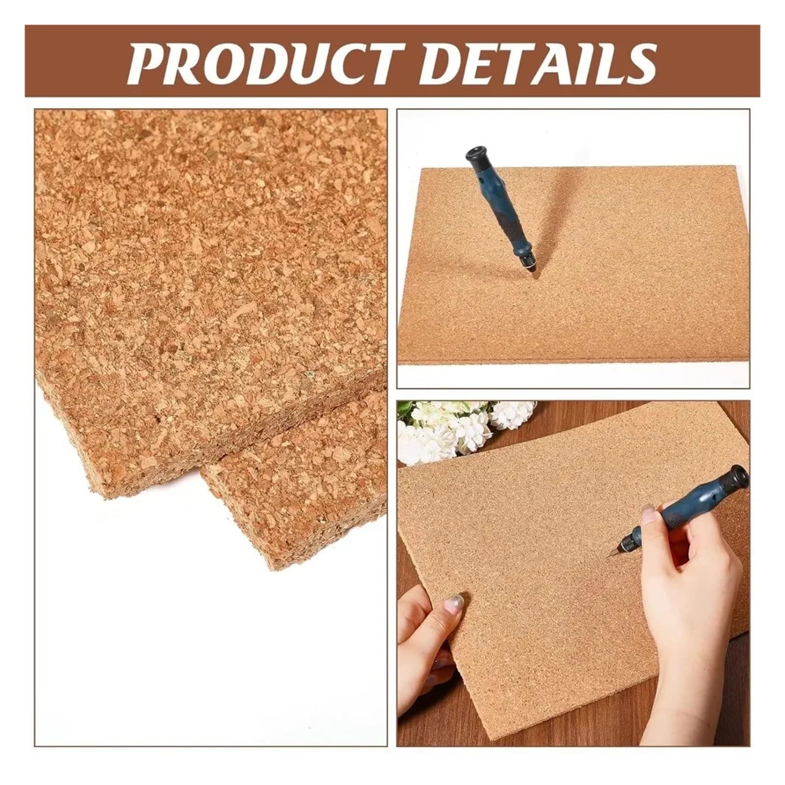 Láminas de corcho autoadhesivas, Paquete de 4 láminas corcho autoadhesivas 11, x 8, 0,2 pulgadas. Tablero for bricolaje