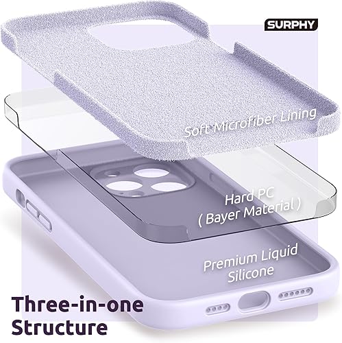 Miniatura 5 de SURPHY Funda compatible con iPhone 13 Pro Max con protector de pantalla, (protección de cámara + forro de microfibra suave), funda de silicona
