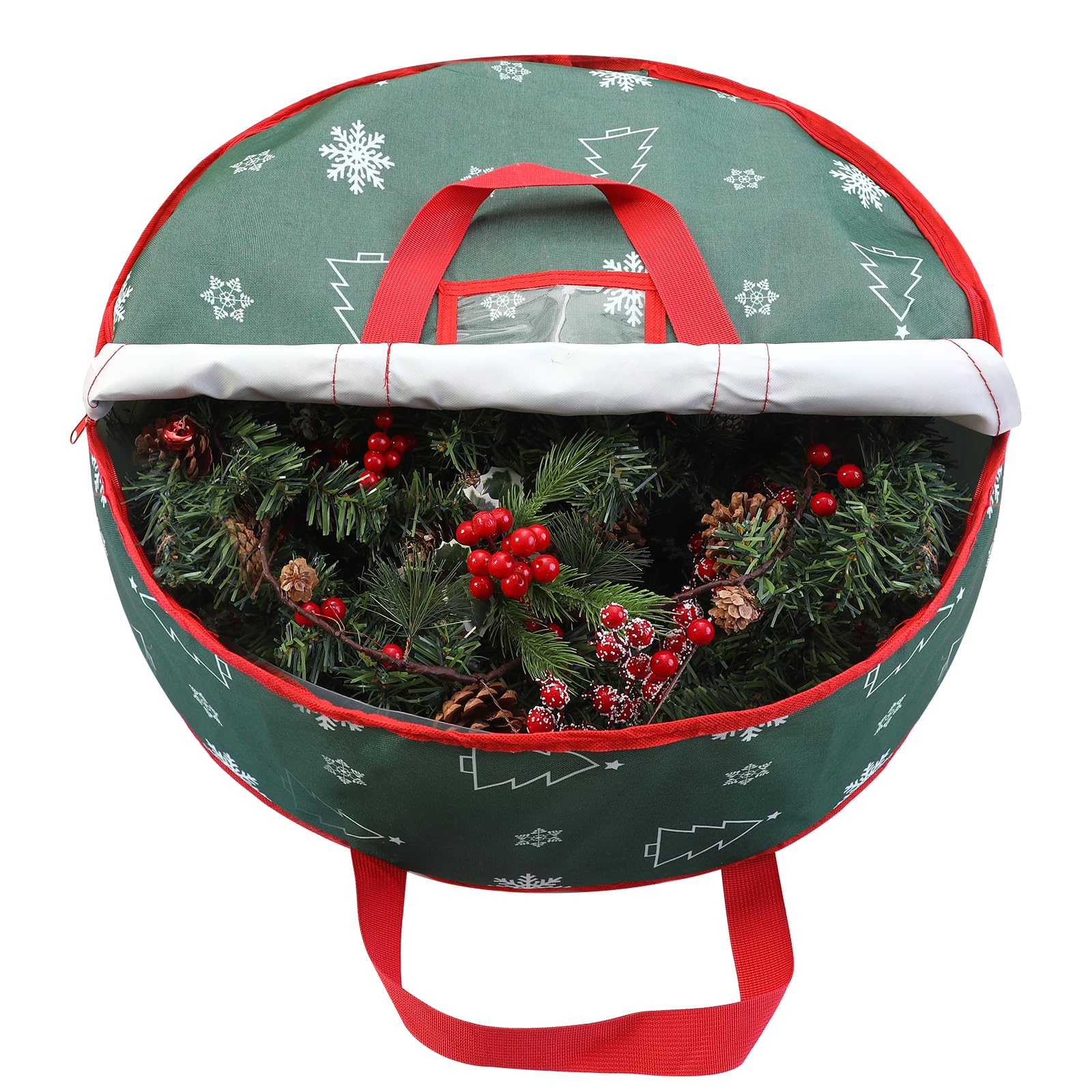 75 cm Borsa di Immagazzinaggio della Corona di Natale, Contenitore di Immagazzinaggio della Ghirlanda Borsa di Immagazzinaggio della Ghirlanda di Natale per la Decorazione di Ghirlanda, Verde