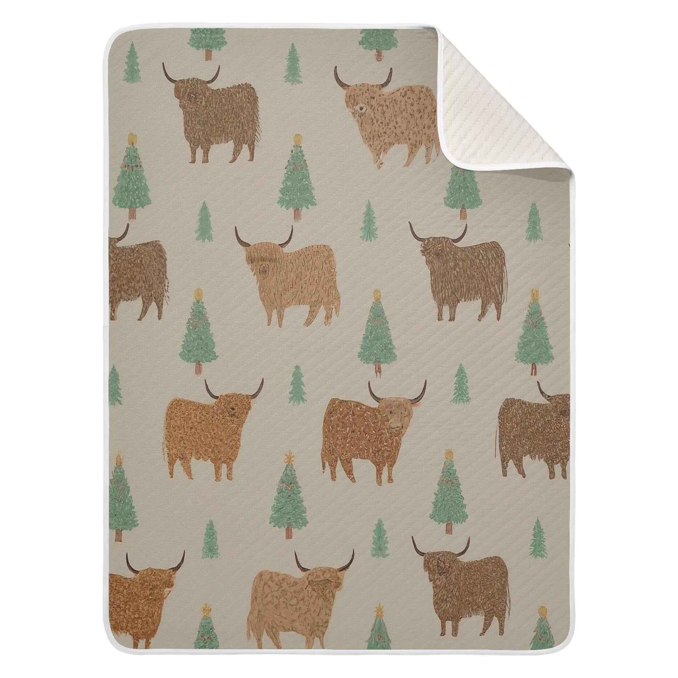 Burbuja Christmas Tree Highland Cows Baby Blanket for Boys Girls, Nursery Soft Warm Swaddling Receiving Baby Blankets, 30x40 in Toddler Blanket