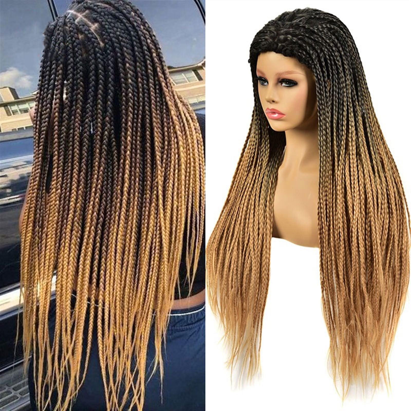 Peruka damska Peruki dla Afro czarnych kobiet długie proste syntetyczne warkocze plecione w pudełku peruki 26 ''wysokiej jakości syntetyczne warkocze Twist Peruki ludzkie(Headband 1B-27)