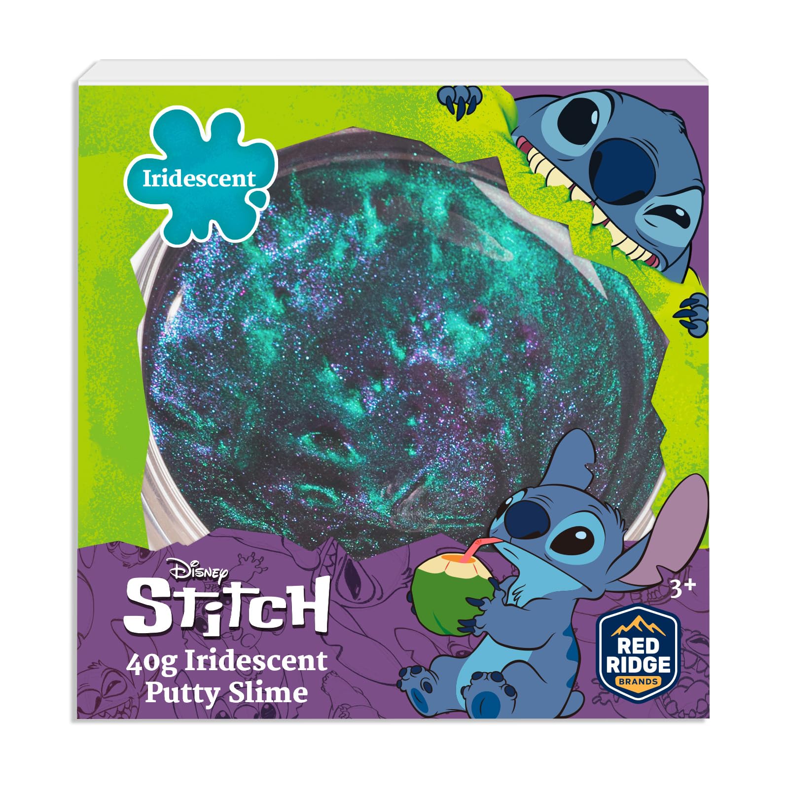 Slime Squad Stitch 40g Iridescent Putty Slime | Stretchy & Non-Toxic Sensory Play Putty | Green-Purple |Ideal for Gifting | Age 3+ Year
