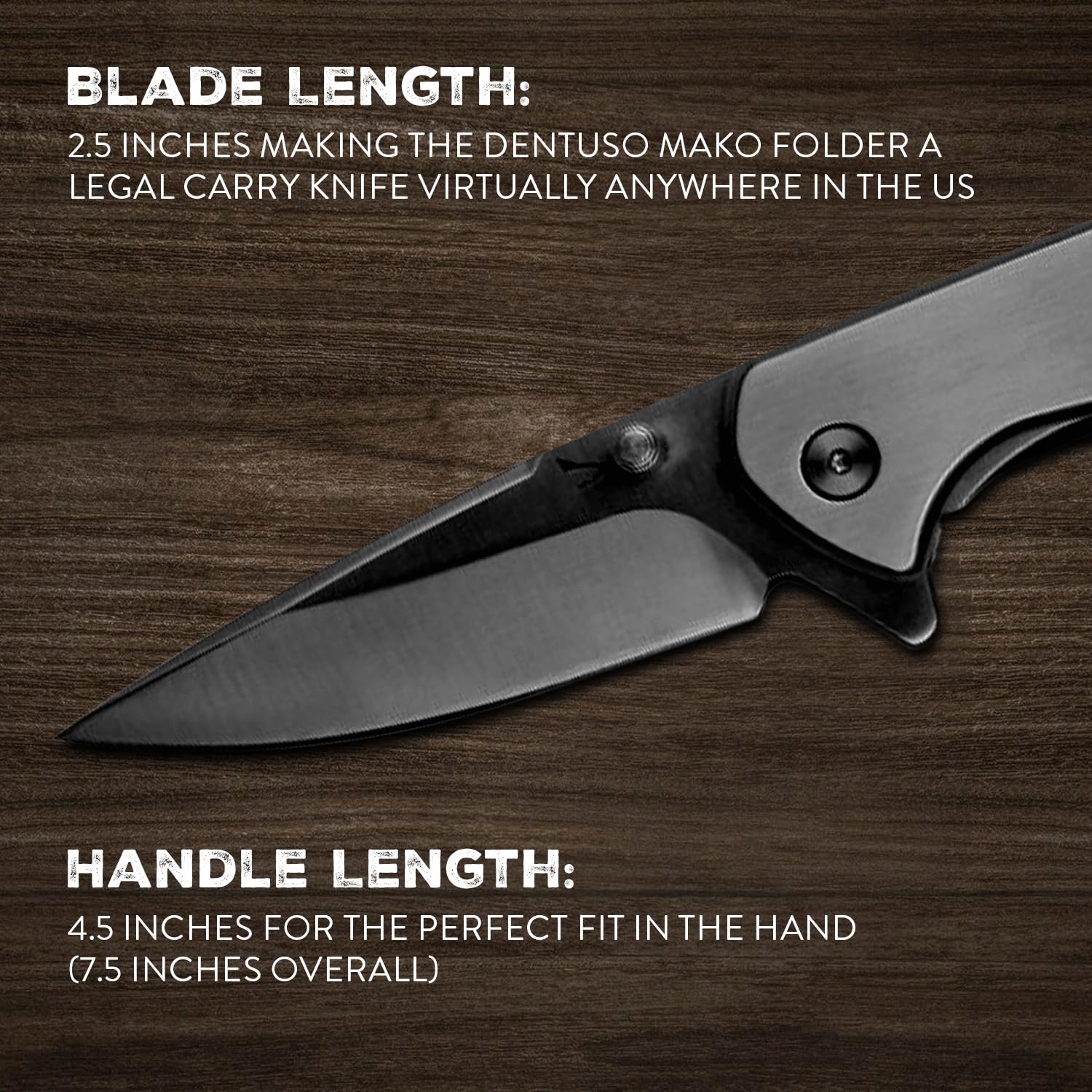 Dentuso Mako Folding Knife - Premium Tactical & Survival Pocket Knife for Men & Women, Ideal for Hunting, Camping, EDC, 2.5