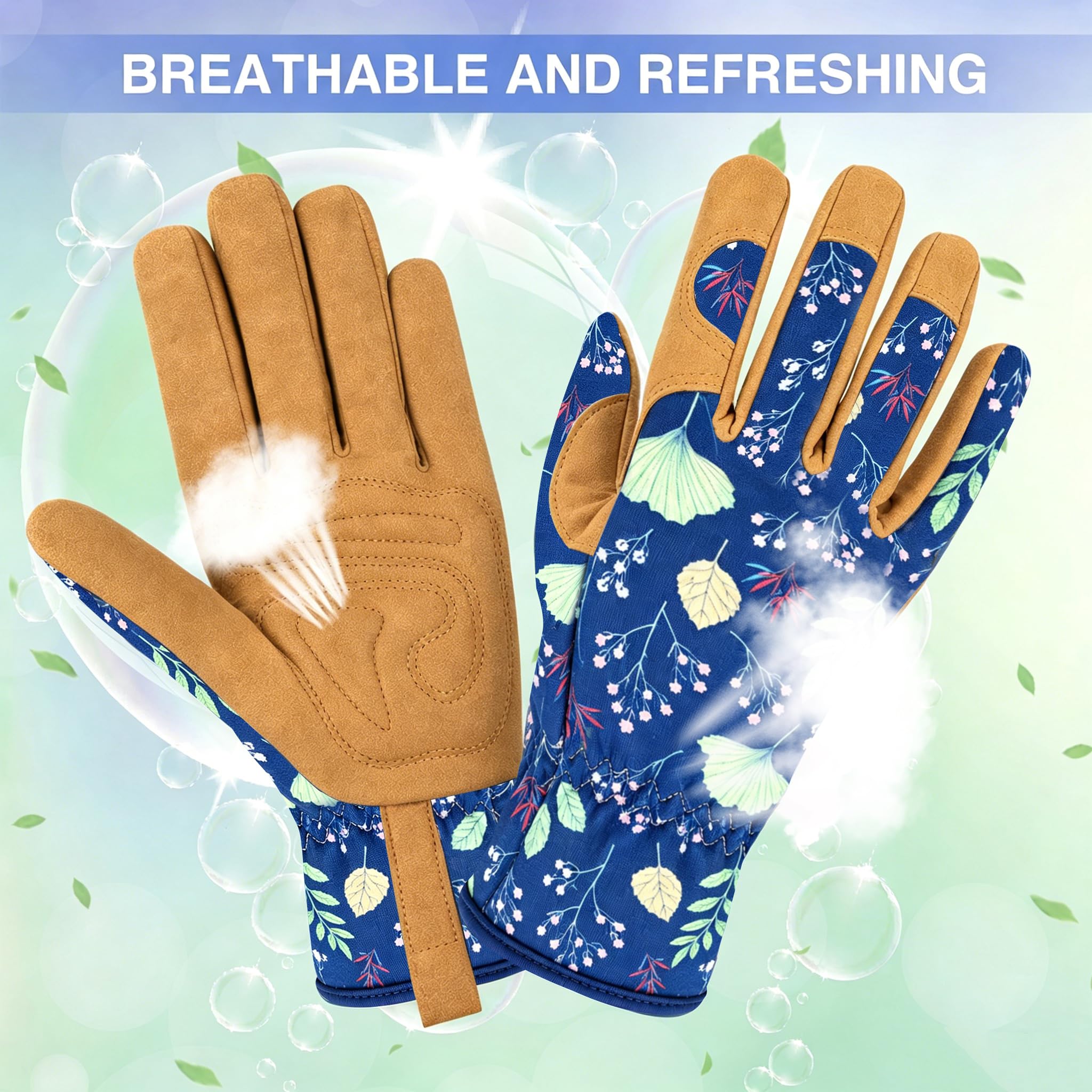 Gants de jardinage en cuir pour femme, résistants à l'abrasion et aux coups de couteaux, résistants aux rayures, respirants pour désherber, creuser, planter, ratisser et tondre (taille L)