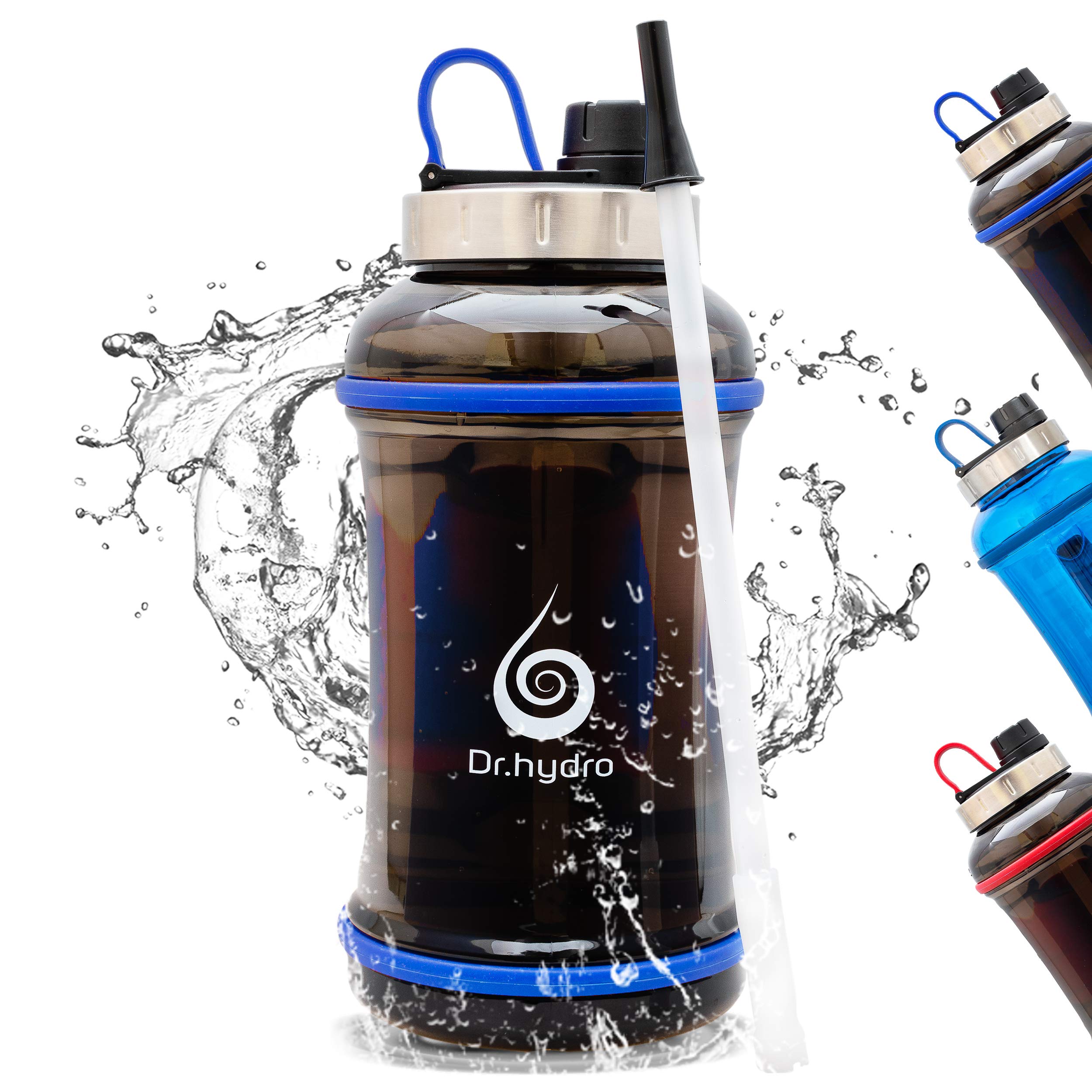 DR.HYDRO64oz Half Gallon Water Bottle with Straw | Large Water Bottle - BPA Free Leakproof | Gym Water Bottle for Men | Daily Water Jug for Fitness and Outdoor Sports
